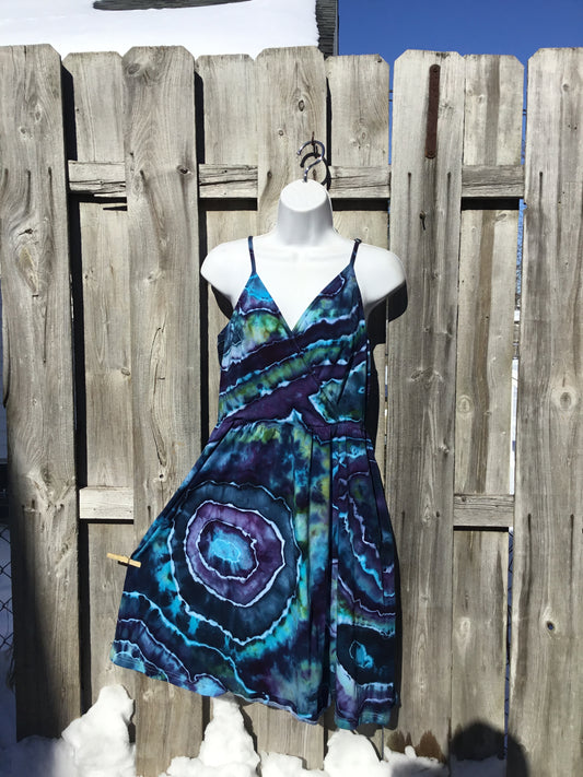 V neck spaghetti strap swing dress w/ pockets size large price 65.00