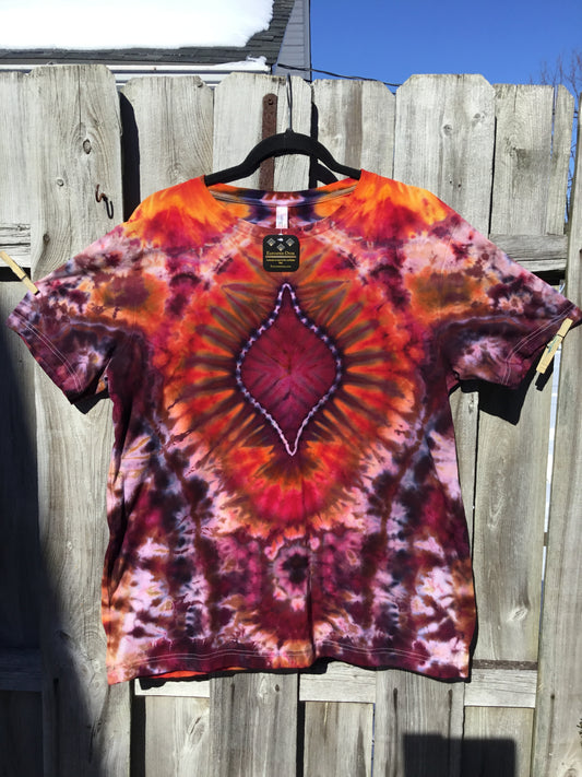 Short sleeve tee shirt heart chakra front with an energy spine back size large price $30.00